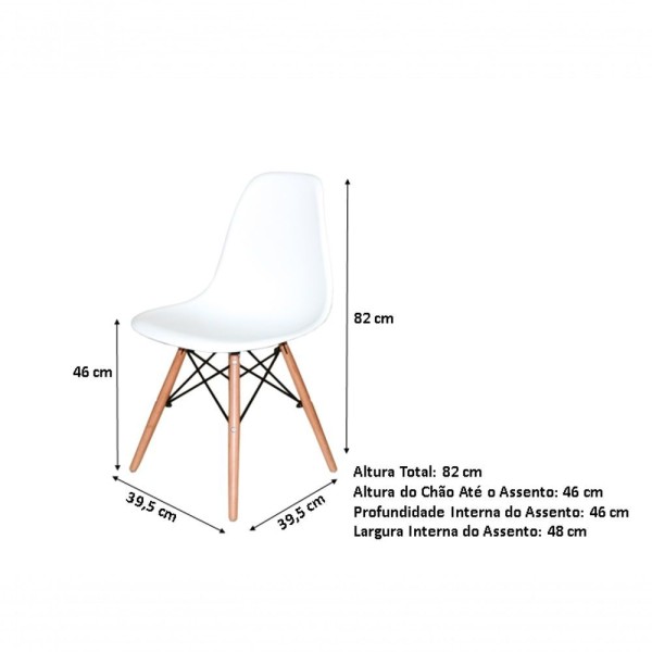 Encontraproduto.com.br - Kit Com 8 Cadeira Charles Eames Wood Dsw Branca - Base Madeira