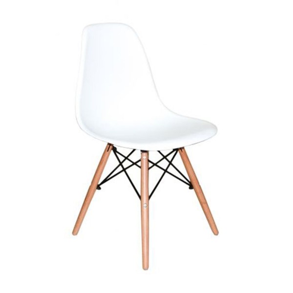 Encontraproduto.com.br - Kit Com 8 Cadeira Charles Eames Wood Dsw Branca - Base Madeira