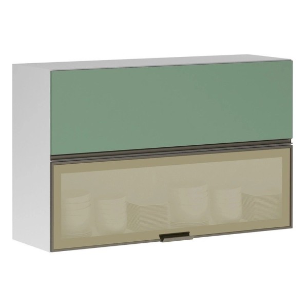 Encontraproduto.com.br - Armário Basculante Misto Perola 120 Cm 2 Portas Alumínio E Com Vidro Reflecta Bronze Luciane