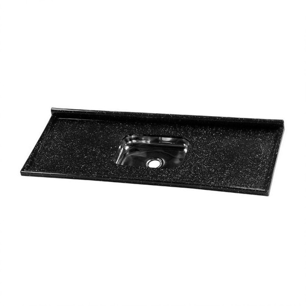 Encontraproduto.com.br - Pia De Cozinha Roralit Granitado Com Cuba Em Inox 160cm - 562508 Preto
