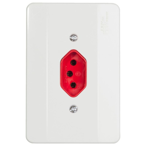 Encontraproduto.com.br - Tomada Mill Vermelha 2P+T C/Pl 20A 250V 39263 c/10pcs