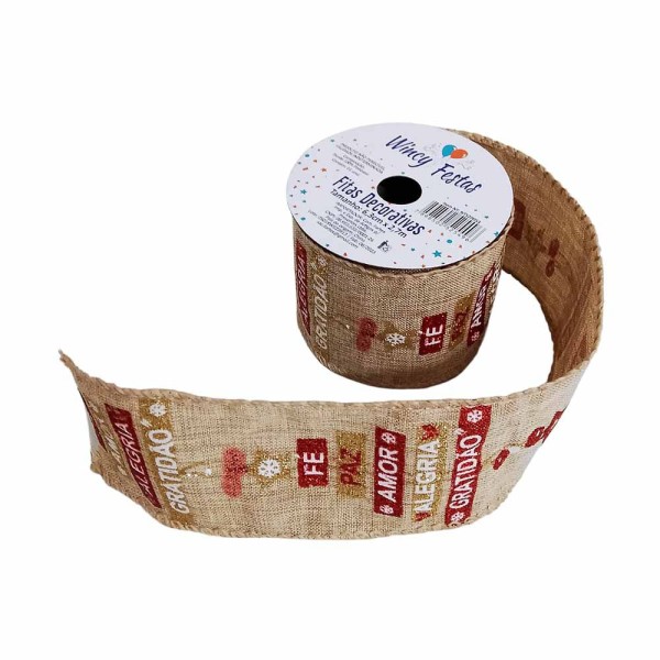 Encontraproduto.com.br - Enfeite de Natal Fita Decorativa 2,7m Cores Sortidas Wincy Festas