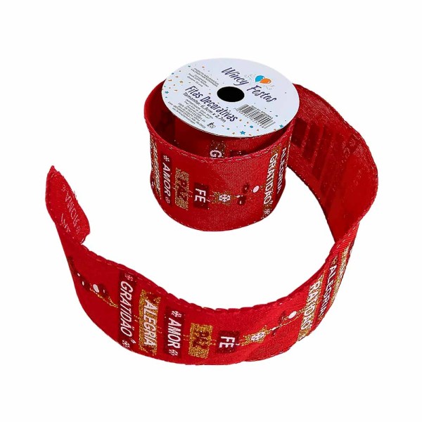 Encontraproduto.com.br - Enfeite de Natal Fita Decorativa 2,7m Cores Sortidas Wincy Festas