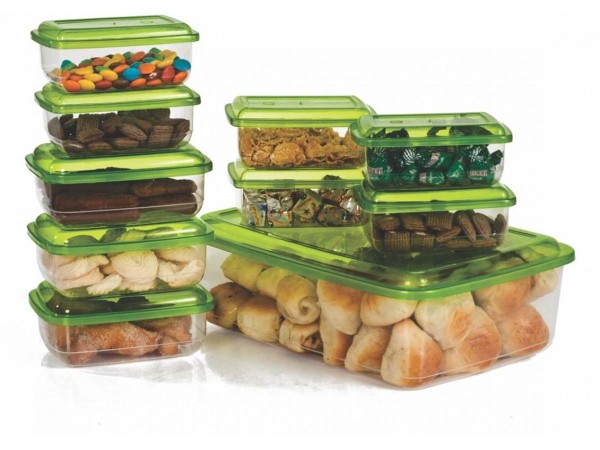 Encontraproduto.com.br - Conjunto De Potes Plástico Prime 10 Peças Retangular - Erca