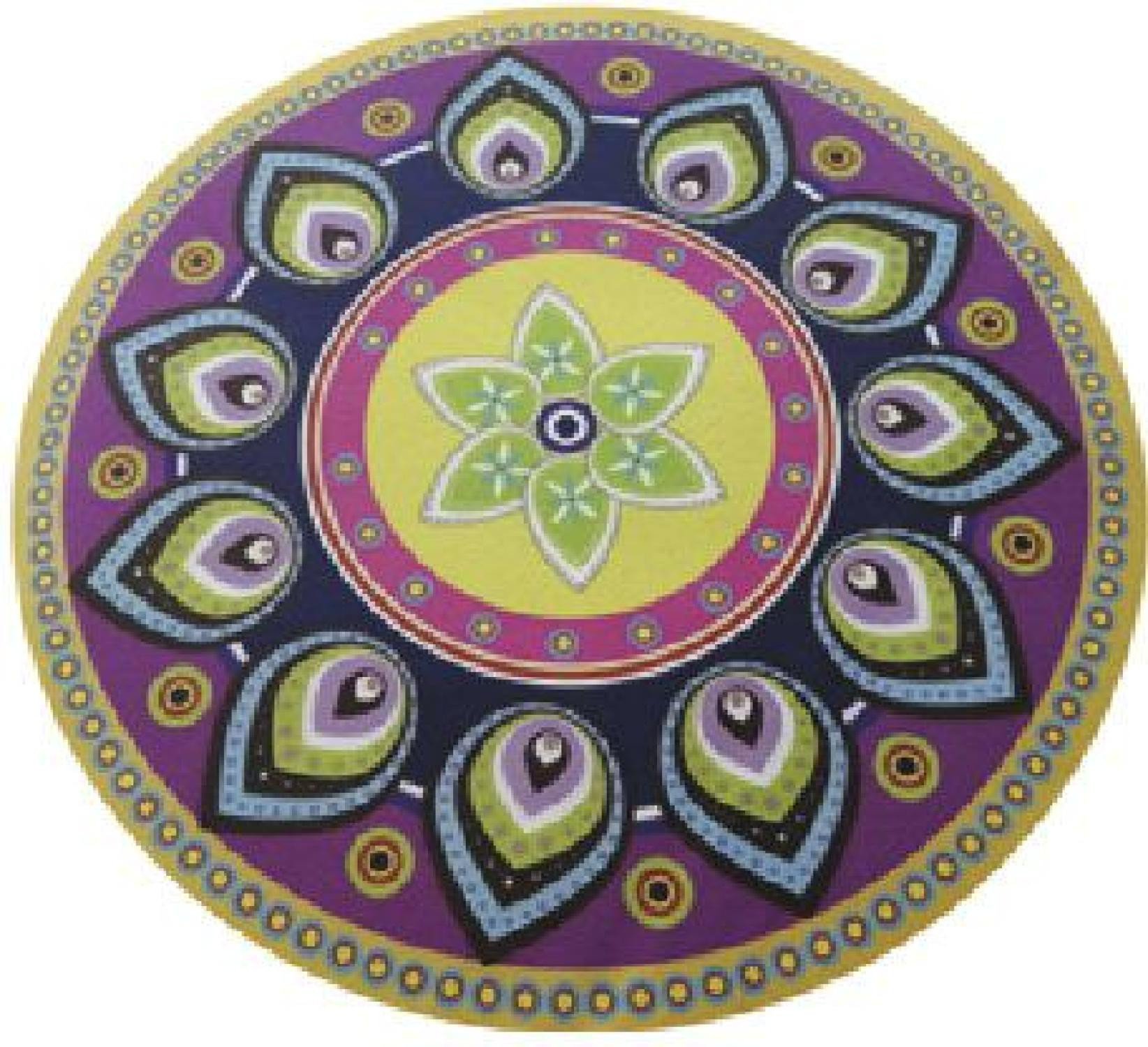 Tapete de Yoga Redondo de PVC Neolar Mandala Zita Roxo 3mm 120cm de Diâmetro