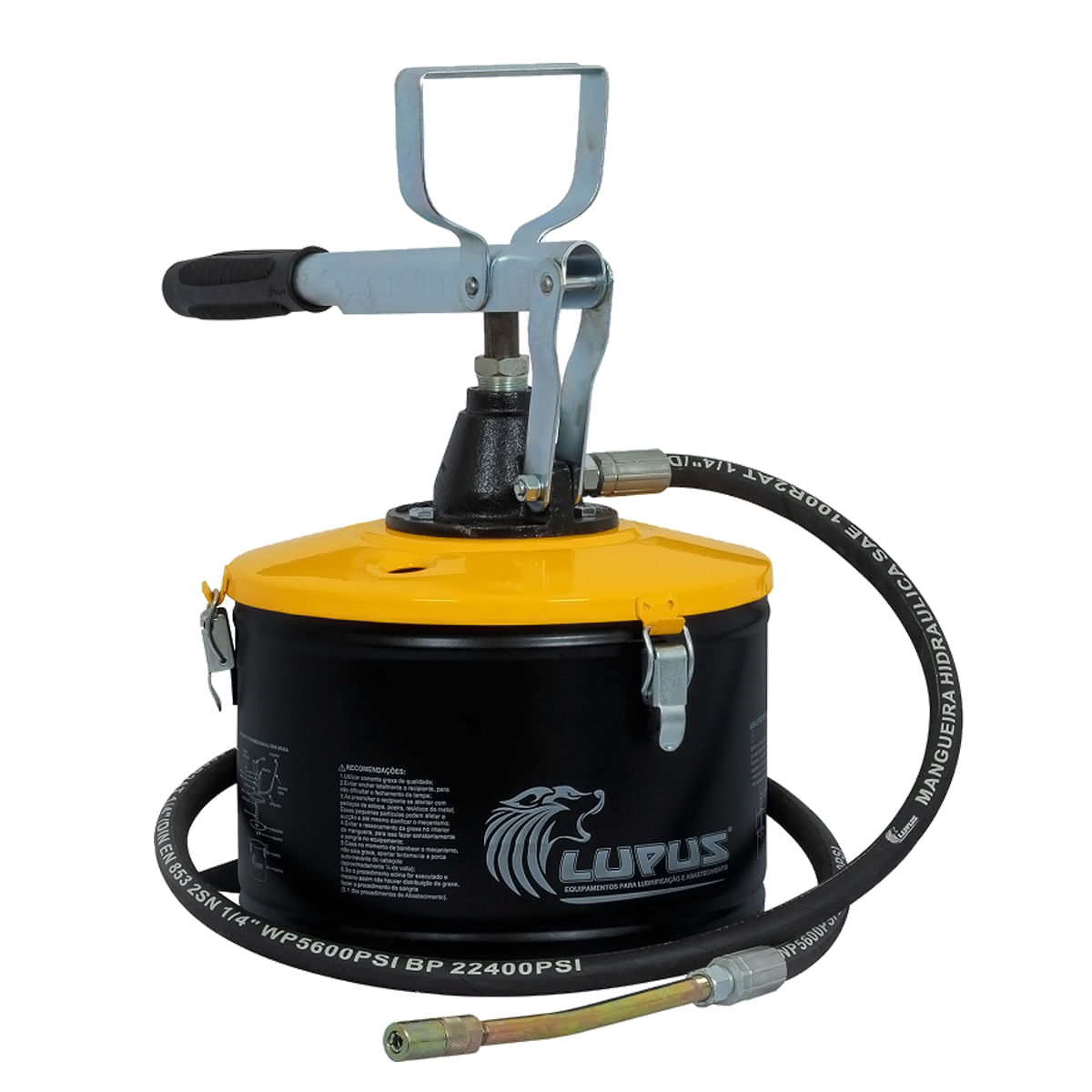 Encontraproduto.com.br - Bomba Manual para Graxa com Balde 4kg 7003 Lupus