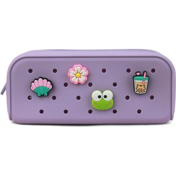 Estojo Simples Silicone Lilás Com 4 Pingentes Polibras