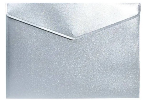 Pasta Envelope A5 Com Botão Prata Glitter Polibras