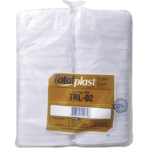 Encontraproduto.com.br - Bandeja Descartável Totalplast TRL-02 Pacote com 100 unidades