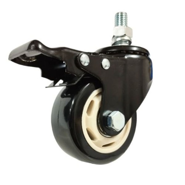 Encontraproduto.com.br - 2 Rodizio Giratório 3 Pol. Com Parafuso E Freio Preto 70kg Cada