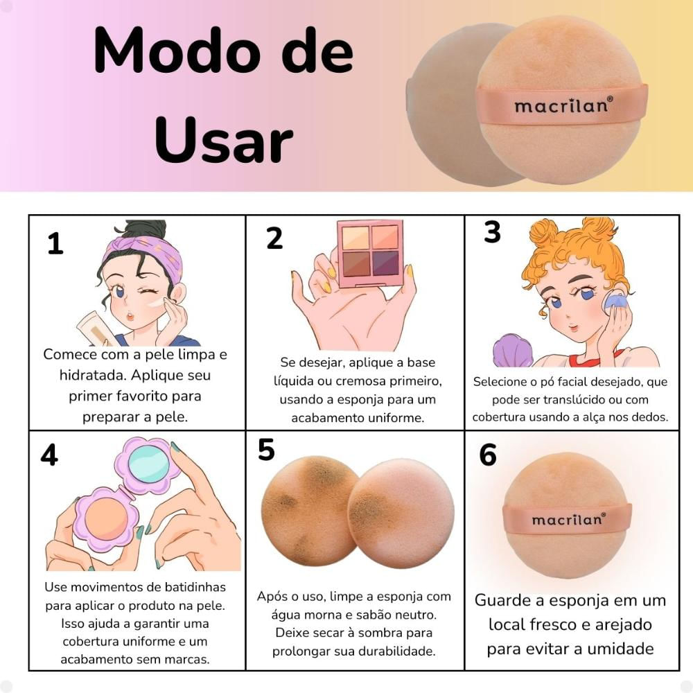 Encontraproduto.com.br - Esponja Para Maquiagem Com Alça Macrilan