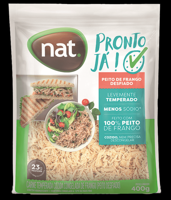 Peito de Frango Nat Desfiado pacote 400 g congelado
