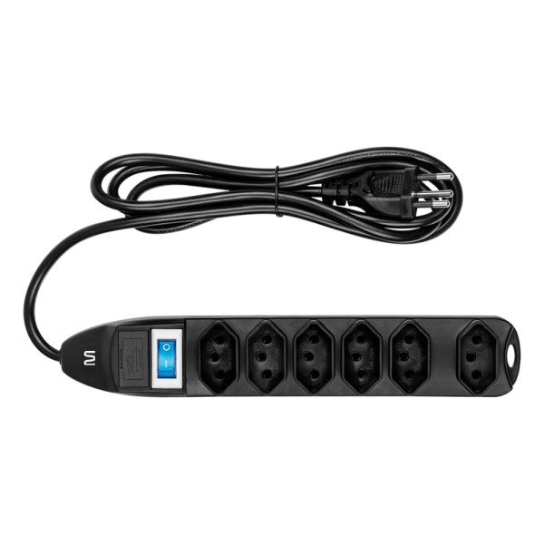 Encontraproduto.com.br - Filtro De Linha Multilaser 6 Tomadas Preto Linear - WI221