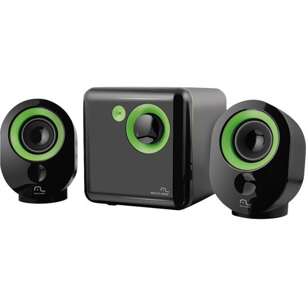 Encontraproduto.com.br - Caixa De Som 2.1 Bivolt 16W Rms Multilaser Verde - SP142
