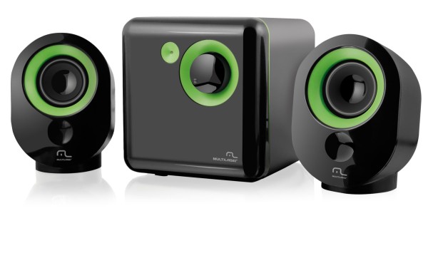 Encontraproduto.com.br - Caixa De Som 2.1 Bivolt 16W Rms Multilaser Verde - SP142