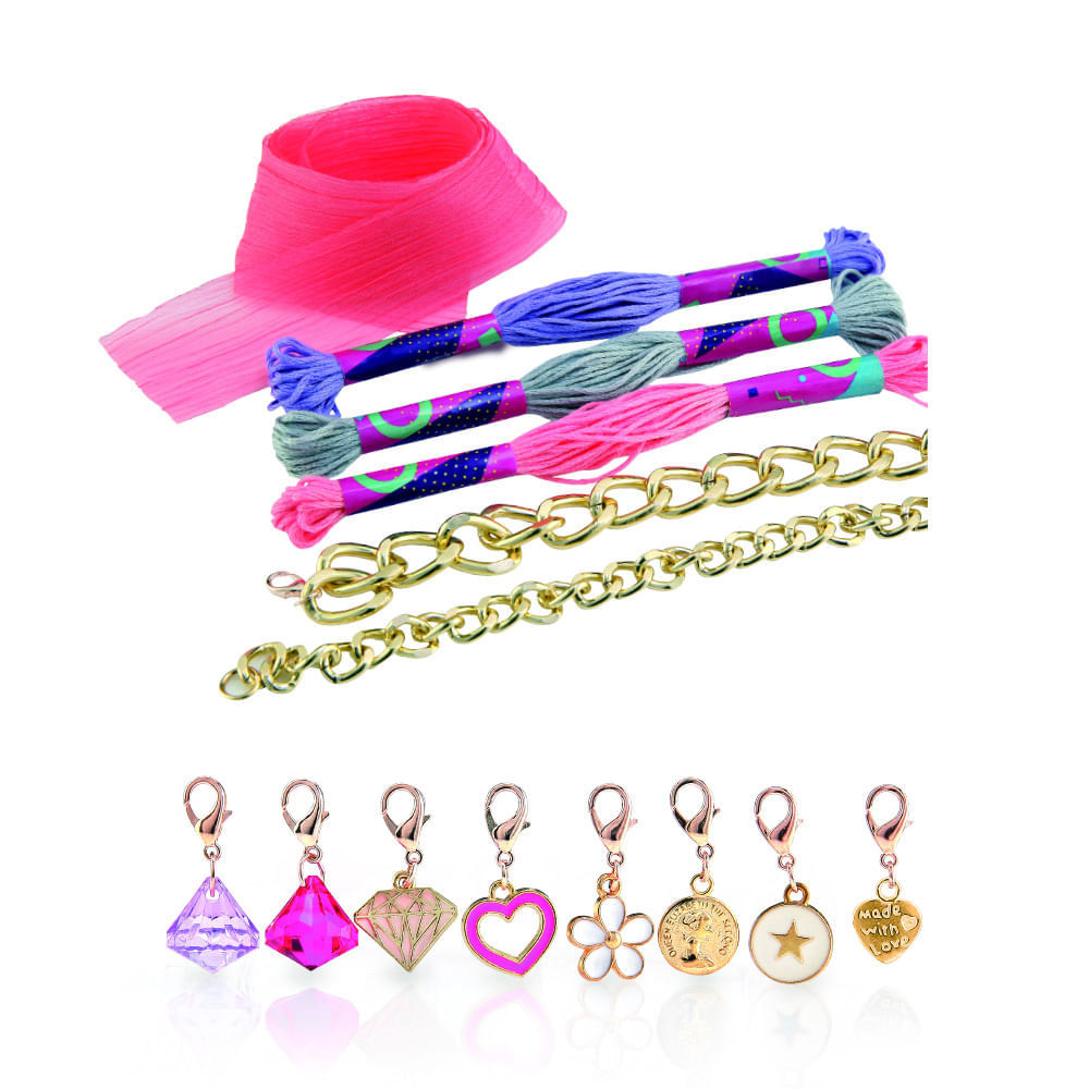 Encontraproduto.com.br - Pulseiras My Style de Seda com Acessórios para Personalizar Indicado para +6 Anos Multikids - BR099