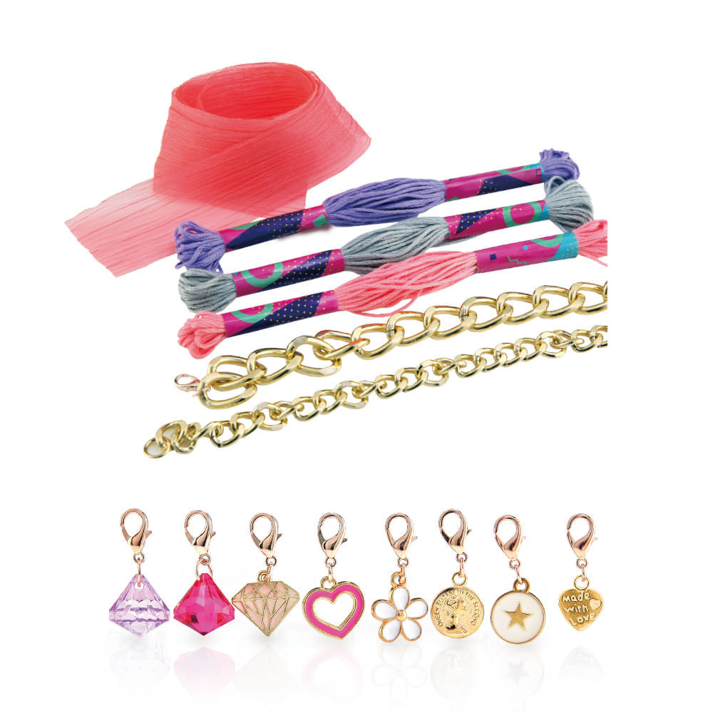 Encontraproduto.com.br - Pulseiras My Style de Seda com Acessórios para Personalizar Indicado para +6 Anos Multikids - BR099