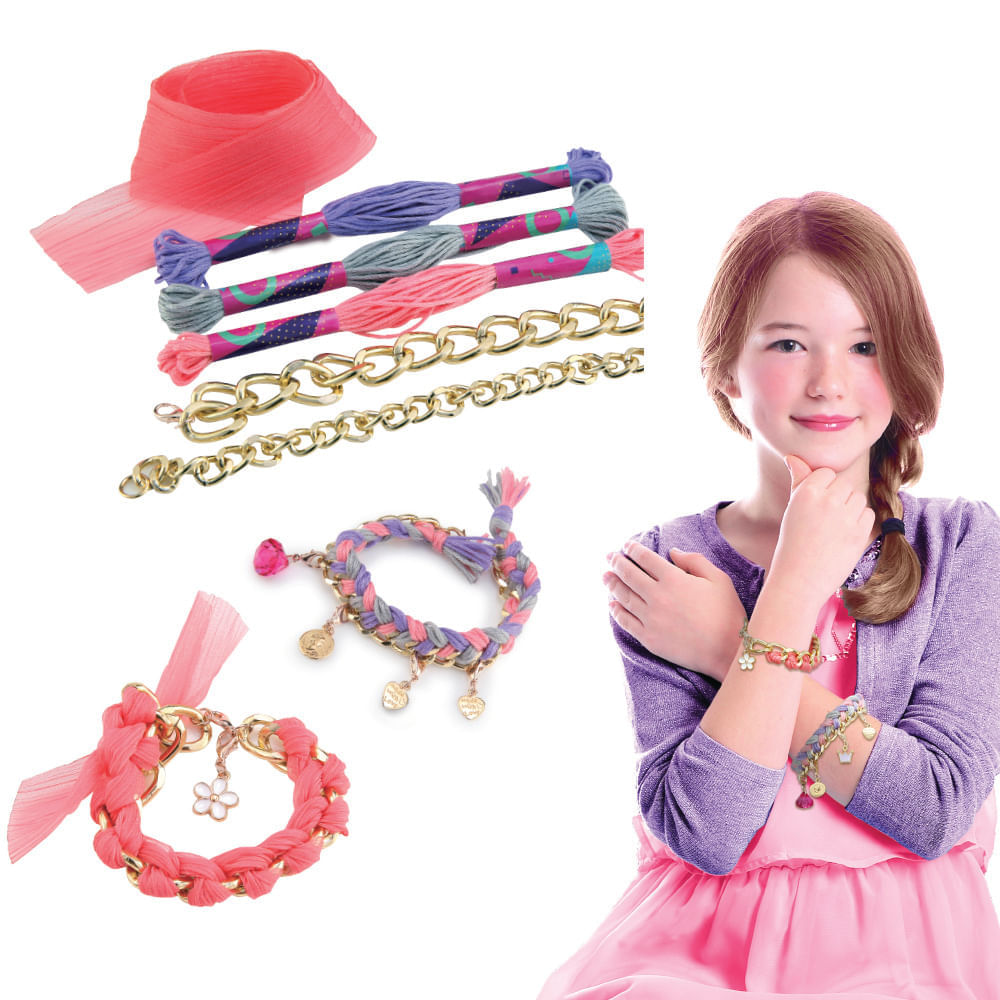 Encontraproduto.com.br - Pulseiras My Style de Seda com Acessórios para Personalizar Indicado para +6 Anos Multikids - BR099