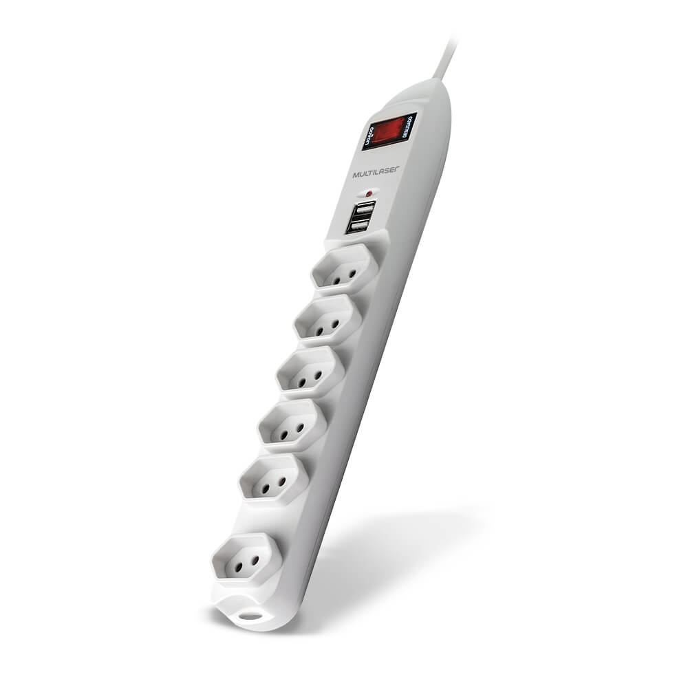 Encontraproduto.com.br - Filtro De Linha Multilaser Com 6 Tomadas E 2 Entradas Usb Bivolt - WI251