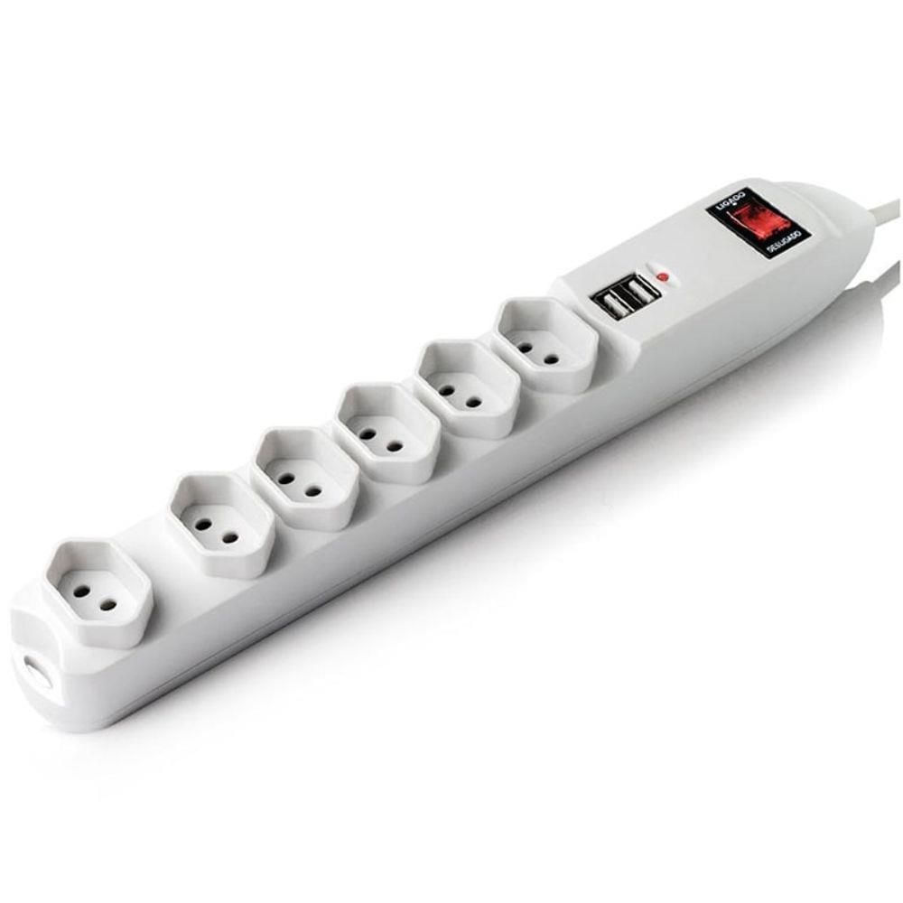 Encontraproduto.com.br - Filtro De Linha Multilaser Com 6 Tomadas E 2 Entradas Usb Bivolt - WI251