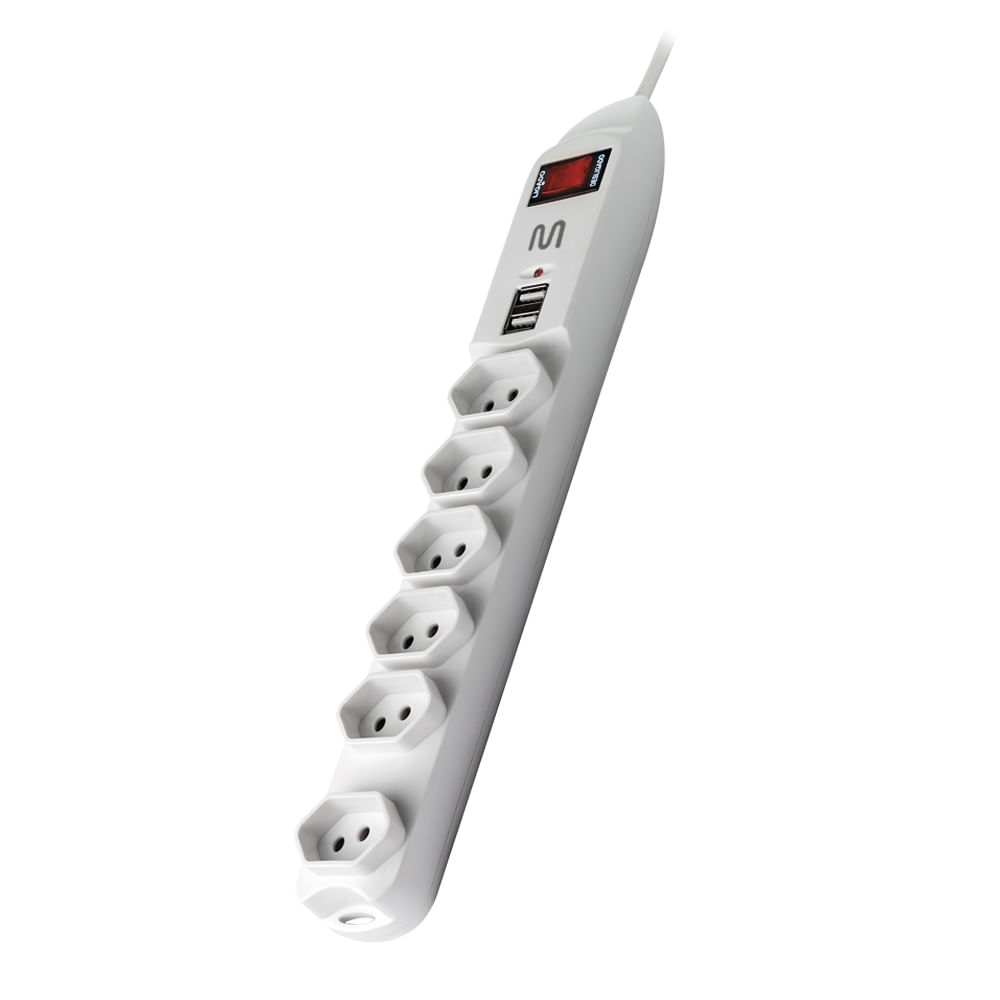 Encontraproduto.com.br - Filtro De Linha Multilaser Com 6 Tomadas E 2 Entradas Usb Bivolt - WI251