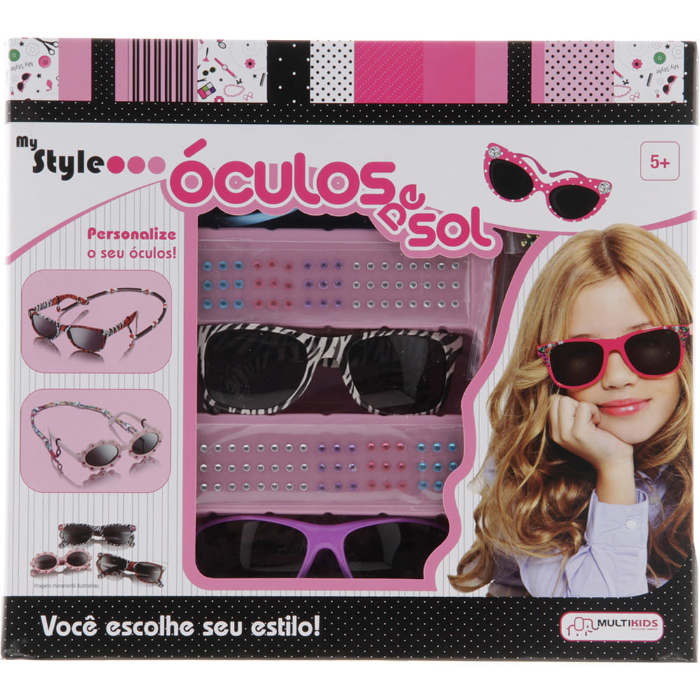 Encontraproduto.com.br - Óculos de Sol My Style com Acessórios para Personalizar e Proteção UVA400 Indicado para +5 Anos Multikids - BR135
