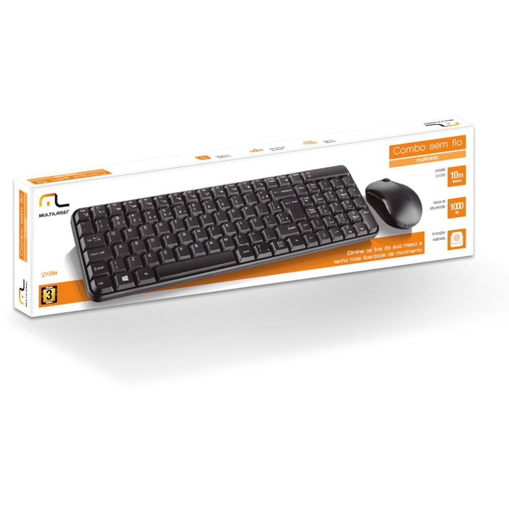 Encontraproduto.com.br - Teclado e Mouse Sem Fio 2.4ghz Usb Pt Tc183 Multilaser