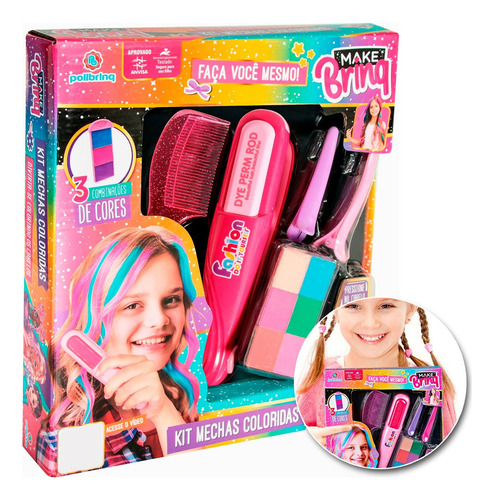 Encontraproduto.com.br - Make Brinq Polibrinq Kit Mechas Coloridas Unidade