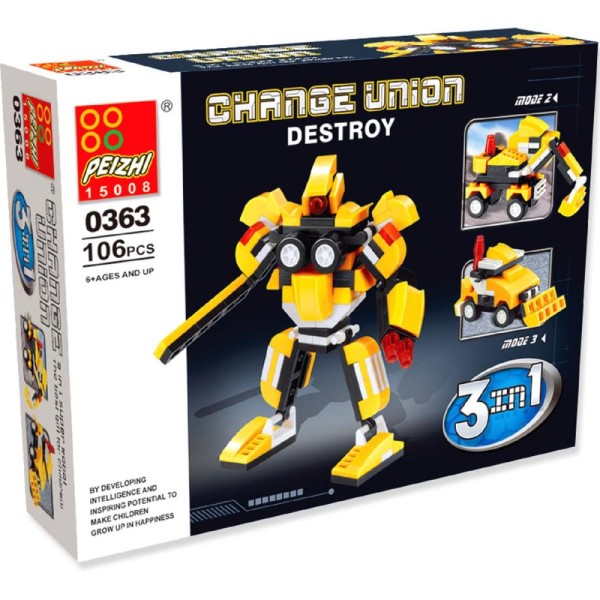 Encontraproduto.com.br - BRINQUEDO PARA MONTAR ROBOCAR BLOCKS 105 A 115PC SORTIDOS 1 UND