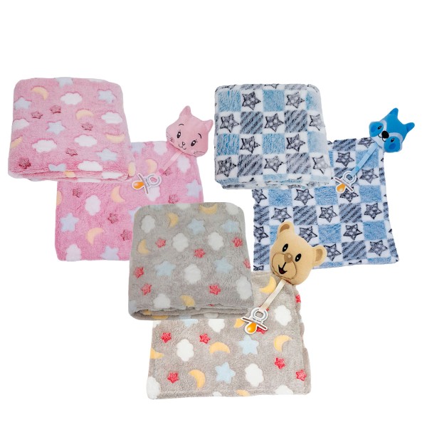 Encontraproduto.com.br - Kit Naninha e Manta Para Bebê Hannys Baby