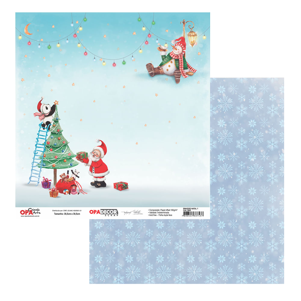 Encontraproduto.com.br - Página para Scrapbook Opadecor 30,5 x 30,5 cm – Pinheiro Natal 1 – 2805