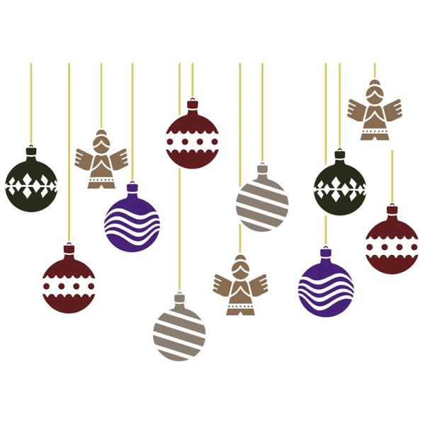 Encontraproduto.com.br - Stencil de Acetato para Pintura de Natal OPA Simples 20 x 25 cm - 2553 Bolas Estampadas II