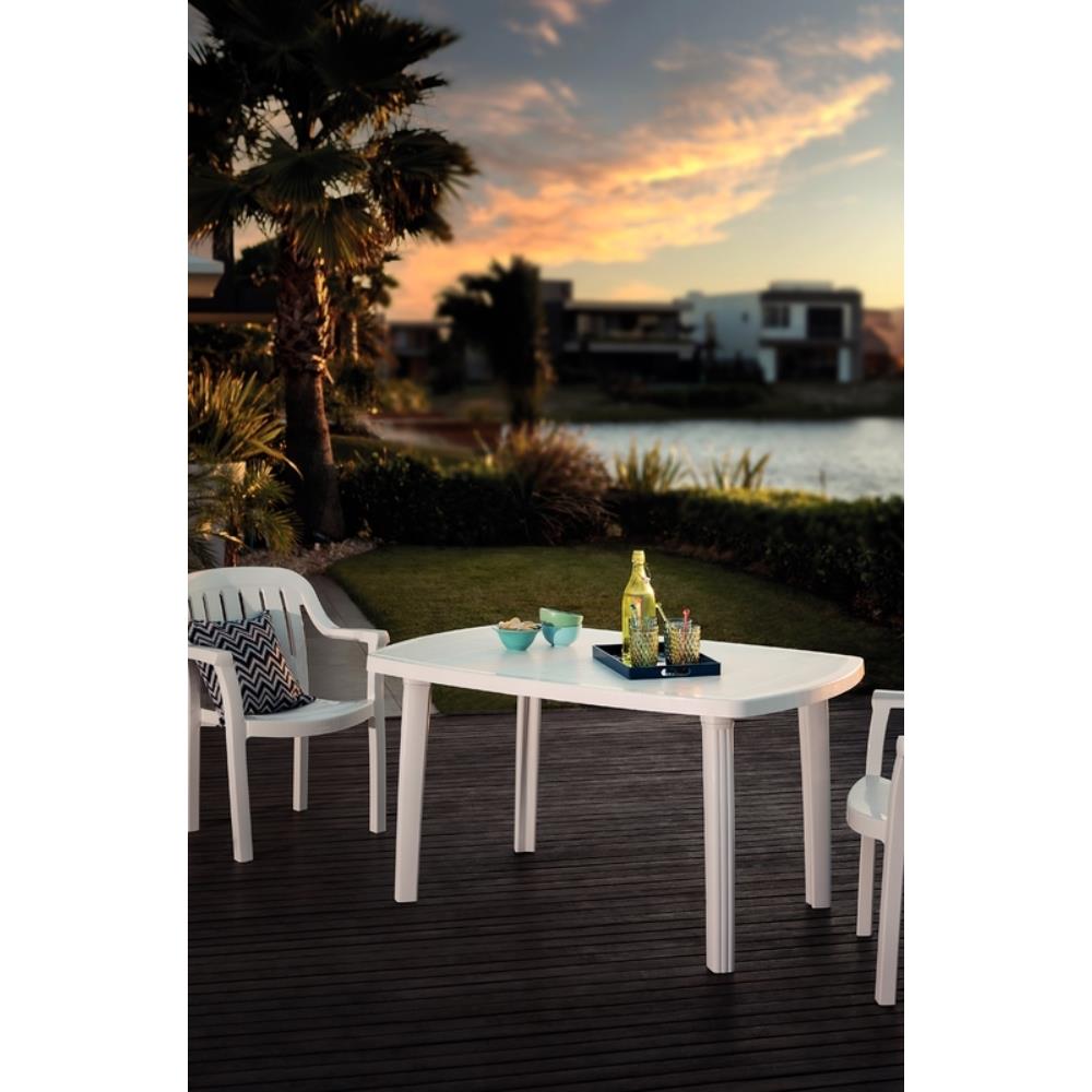 Encontraproduto.com.br - Mesa Retangular Camburiu Polipropileno Branco Tramontina