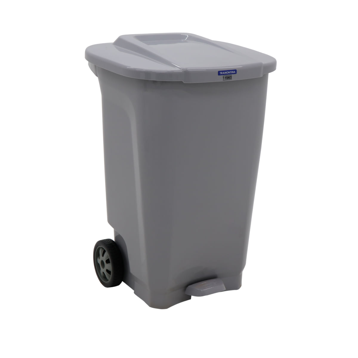 Encontraproduto.com.br - Lixeira Tramontina T-Force em Polipropileno Cinza com Rodas 100 L