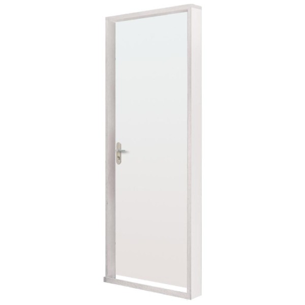 Kit Porta Melamínico para Drywall Mgm 74x215x7 com Batente Regulável Lisa Branco Direita
