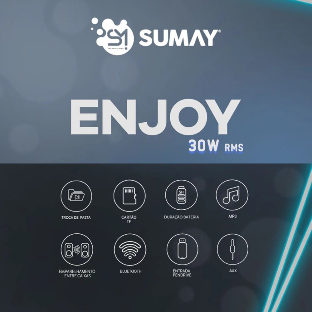 Encontraproduto.com.br - Caixa Acústica Bluetooth 30W Sumay Enjoy