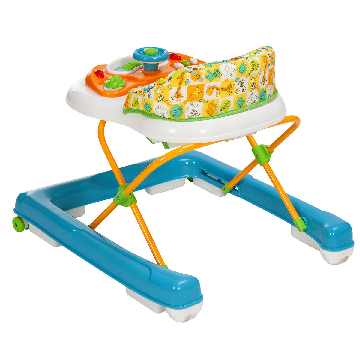 Encontraproduto.com.br - Andador para Bebês Voyage Branco e Azul Buggy BG1401