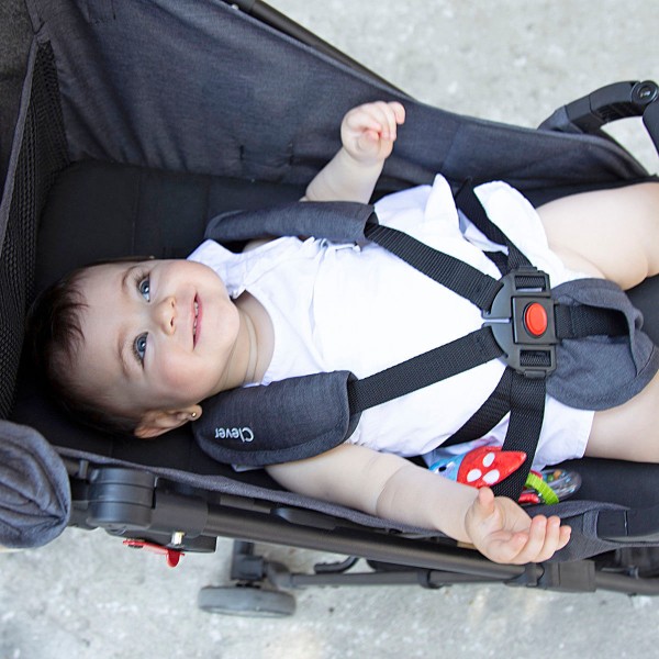 Encontraproduto.com.br - Carrinho de Bebê Passeio Cosco 4 Rodas 2 Posições Suporta Crianças de Até 15Kg Pocket Clever IMP91381 Preto