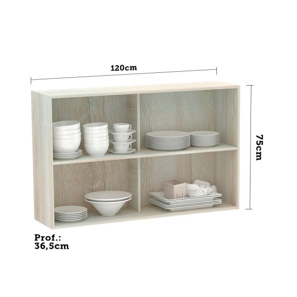 Encontraproduto.com.br - Armário Basculante Misto 120cm 1 Porta Fechada 1 Porta Com Vidro Bronze Luci Legno Crema Com Cumaru
