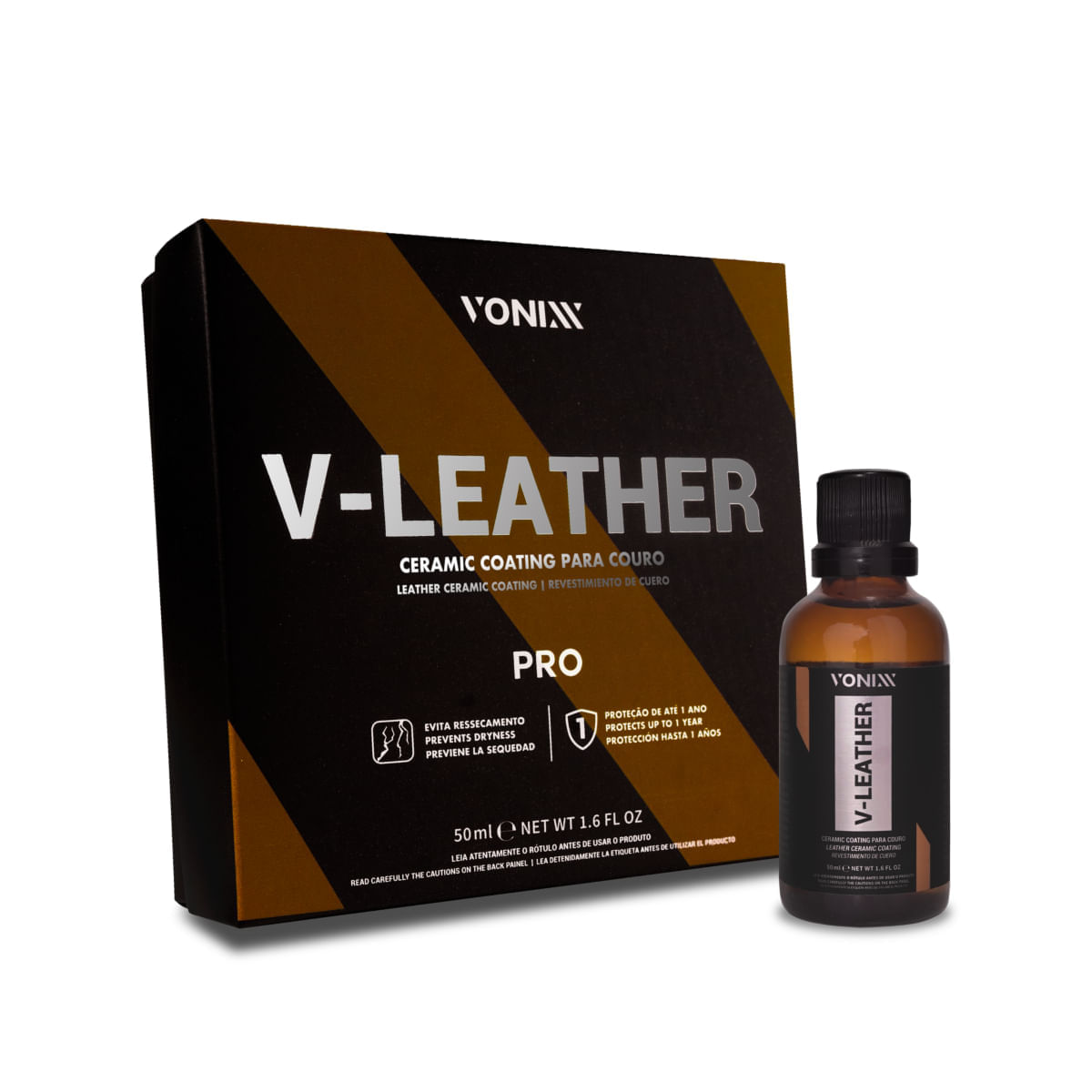 Encontraproduto.com.br - Vitrificador de Couro Automotivo V-Leather Pro 50 ml Vonixx