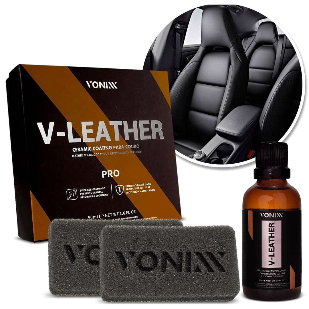 Encontraproduto.com.br - Vitrificador de Couro Automotivo V-Leather Pro 50 ml Vonixx