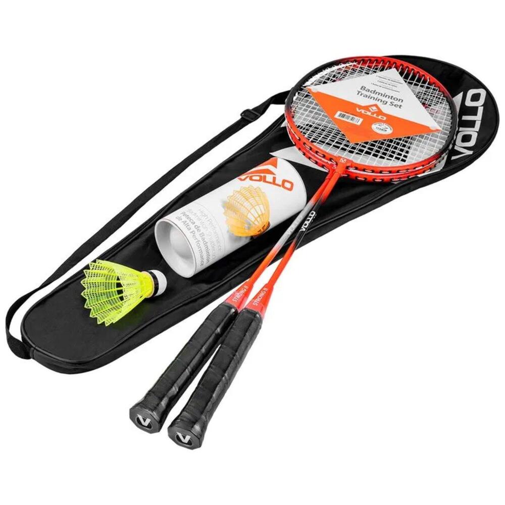 Kit Badminton Vollo 2 Raquetes 3 Petecas Raqueteira