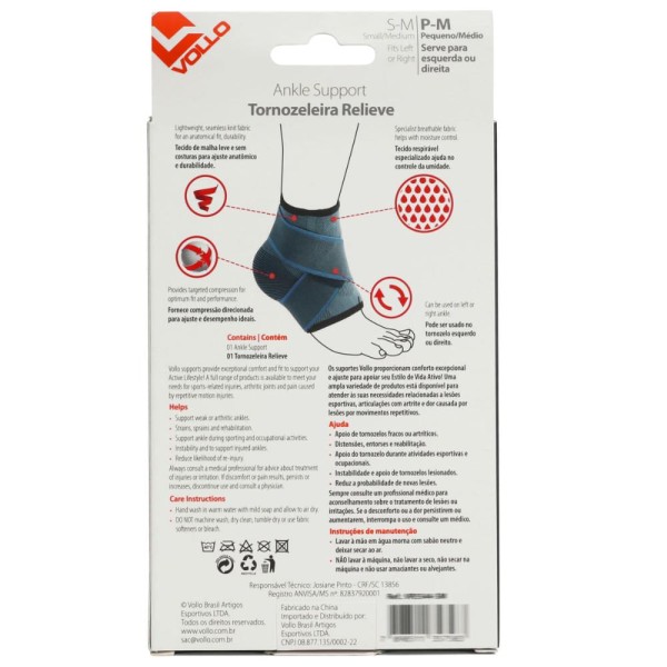 Encontraproduto.com.br - Tornozeleira Vollo Relieve com Compressão Direcionada Cinza