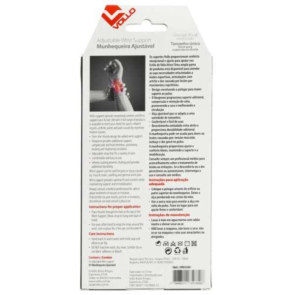 Encontraproduto.com.br - Munhequeira Vollo Neoprene Ajustável Preta