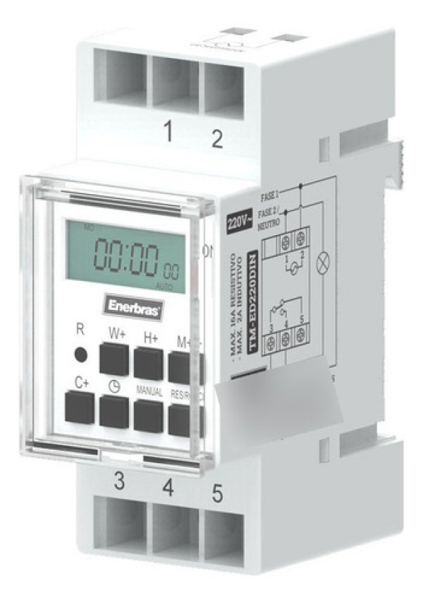 temporizador digital p/trilho din enerbras