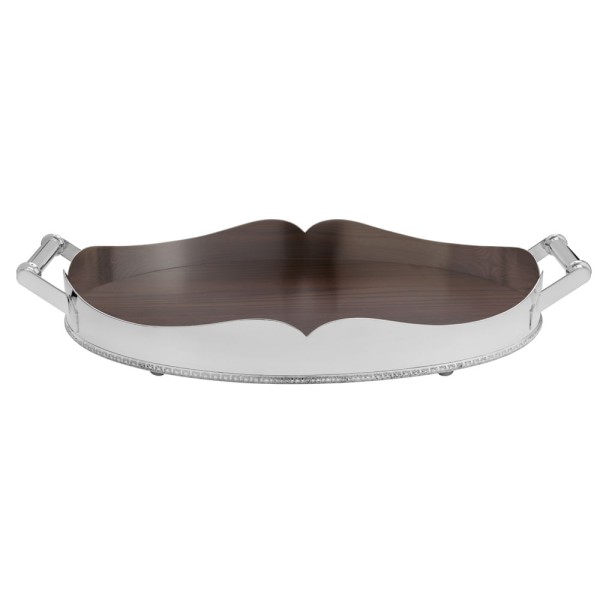 Encontraproduto.com.br - Bandeja Coração Níquel 70x46x8cm Fundo Madeira St. James