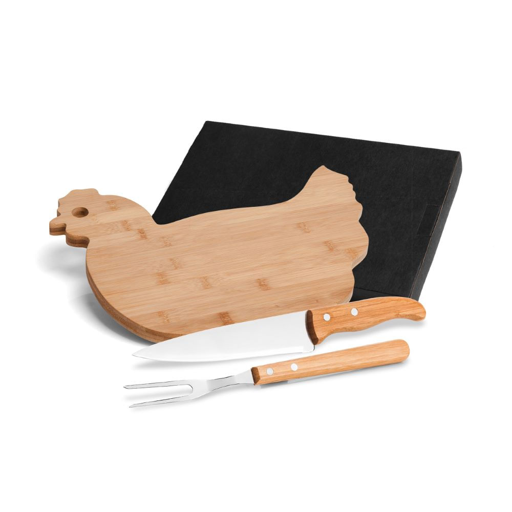 Conjunto Para Cozinha Em Bambu/Inox - 3 Pçs Welf