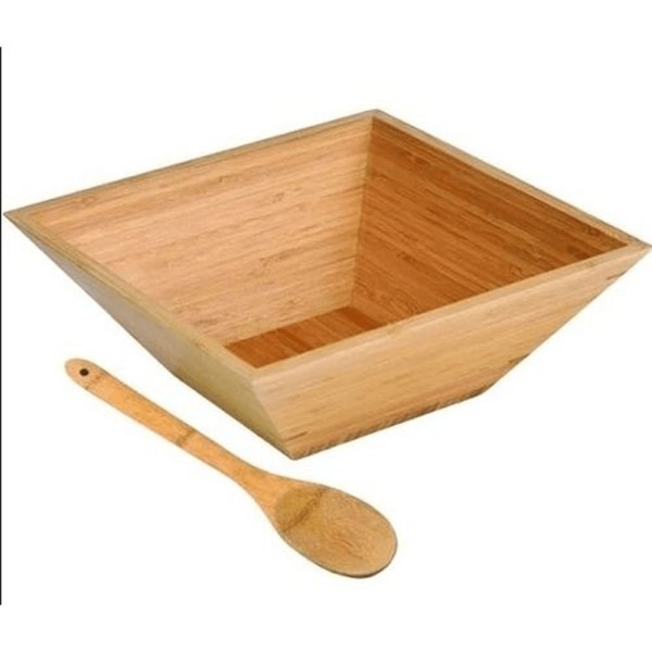 Kit Saladeira de Bambu Welf CJ00293 Quadrado 02 Peças