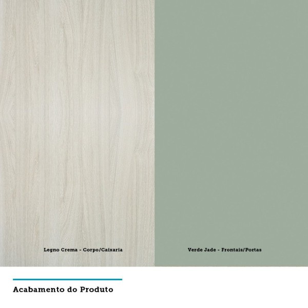 Encontraproduto.com.br - Paneleiro 40 Cm Raso 2 Portas Lis Legno Crema Com Verde Jade
