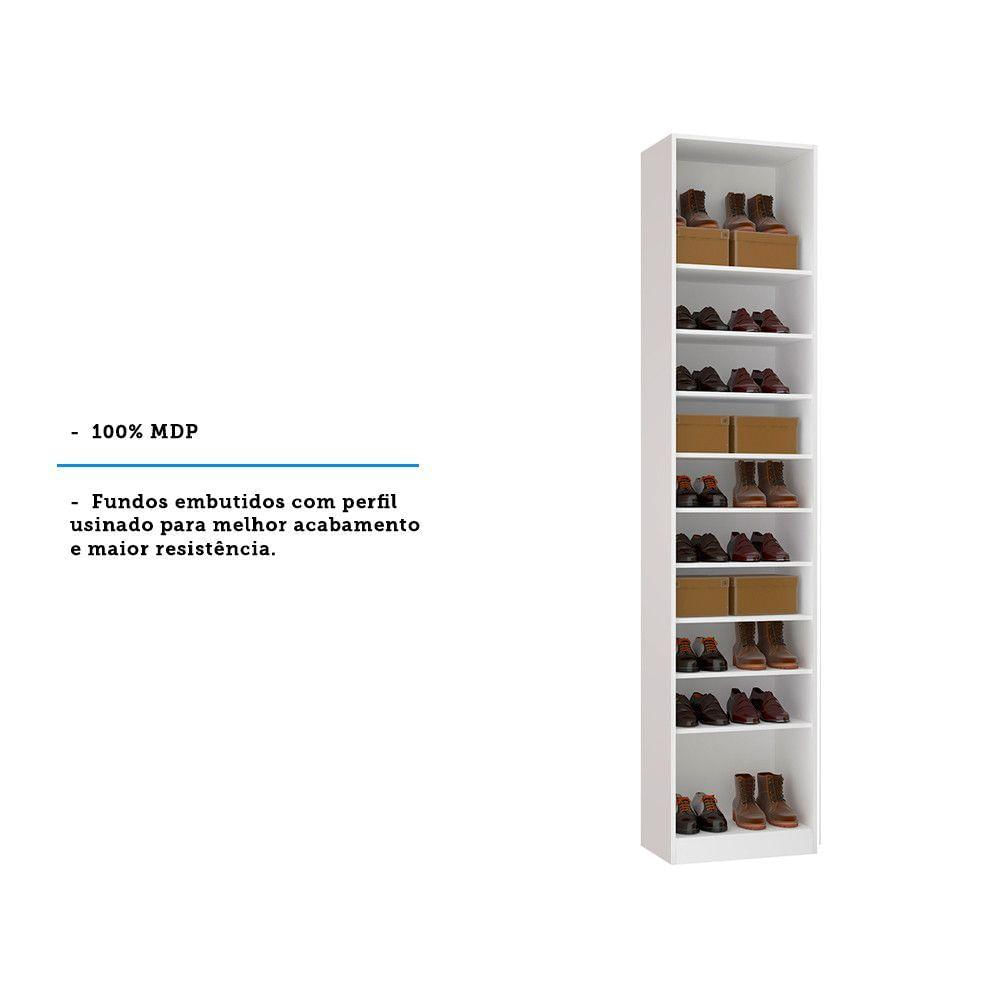 Encontraproduto.com.br - Guarda Roupa Closet Sem Porta 50,3cm Módulo Sapateira Com 9 Prateleiras Prime Luciane Móveis Branco